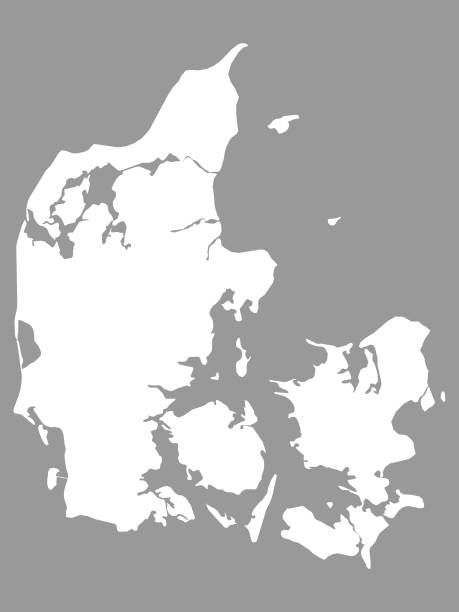 White Map of Denmark on Gray Background Vector Illustration of the White Map of Denmark on Gray Background jutland stock illustrations