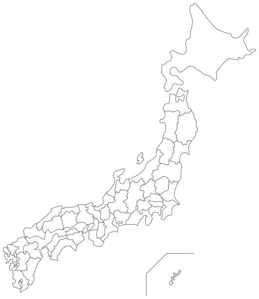 日本の白地図(モノクロ) - 日本地図点のイラスト素材／クリップアート素材／マンガ素材／アイコン素材
