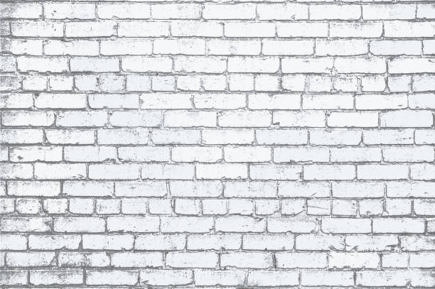 White Painted Brick Wall Grunge Textured Background Illustration White Painted Brick Wall Grunge Rustic Textured Background Vector Illustration wall building feature stock illustrations