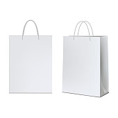 istock White paper bag, isolated on white background. 1081957780