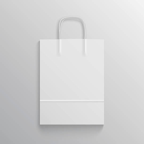 ホワイトペーパーバッグモックアップ - 紙袋　白点のイラスト素材／クリップアート素材／マンガ素材／アイコン素材