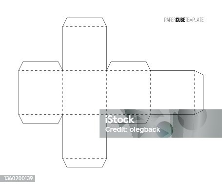 istock White paper cube template to make box or package, printable blueprint of scheme for board game 1360200139