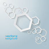 Infographic design with  white hexagons on the grey background. Eps 10 vector file.