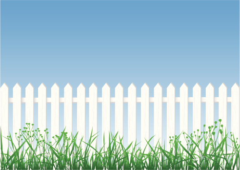 White Picket Fence, Grass And Sky