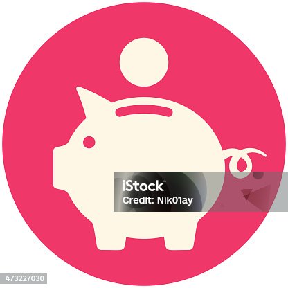 istock White Piggy bank icon in a red circle 473227030