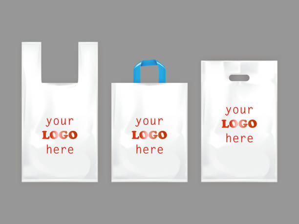 白いプラスチック買い物袋 - 紙袋　白点のイラスト素材／クリップアート素材／マンガ素材／アイコン素材