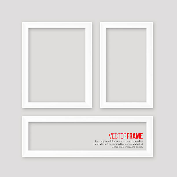 3D white realistic frames with shadow on grey background. 3D white realistic frames with shadow on grey background. Vector illustration. construction frame photos stock illustrations