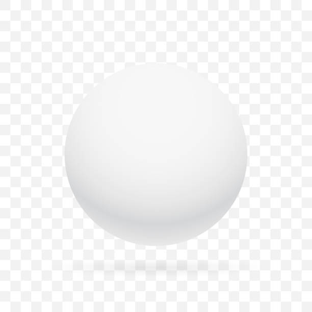 White realistic sphere on transparent background. 3D vector object with shadow on checkered background. Layered and grouped for easy editing. sphere stock illustrations