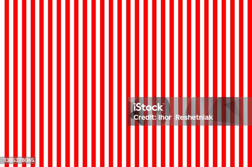 istock White red stripes. White red seamless pattern. Vertical stripes background. Bright line seamless texture. Backdrop for wall, gift, wallpaper and candy. Vector 1385378045