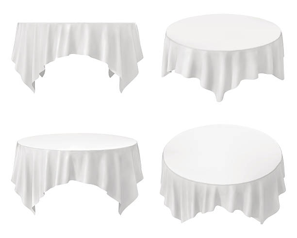 白のテーブルクロスのセットラウンド - テーブルクロス点のイラスト素材／クリップアート素材／マンガ素材／アイコン素材