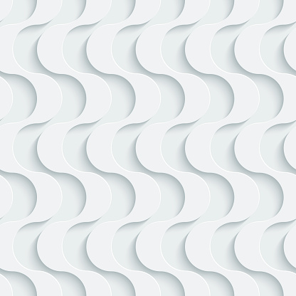 White seamless 3D wallpaper in S-shaped pattern