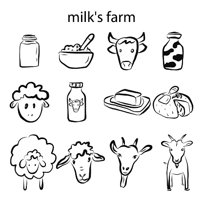White series Hand drawn Farm icon set