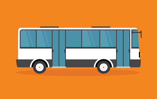 White Shuttle Bus - Illustration