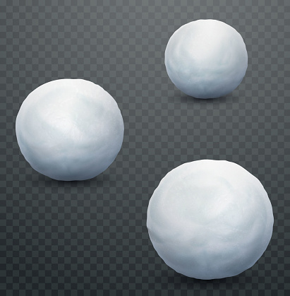 White snow ball. Realistic snow mass. Winter decoration
