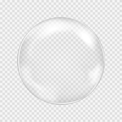 white transparent glass sphere with glares and highlights
