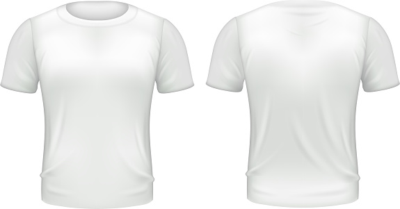 White Tshirt Front Back Template Realistic 3d Isolated Vector Stock ...