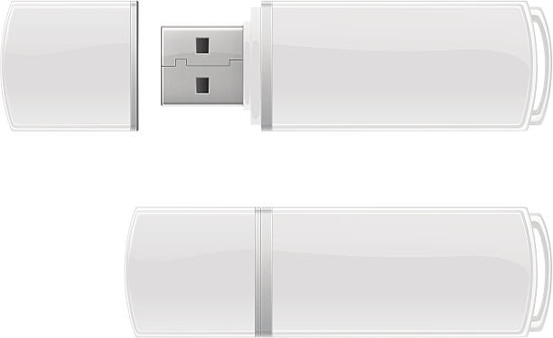 White USB flash storage vector art illustration