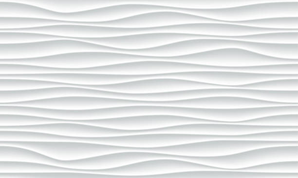 원활한 수평 파 벽 텍스처와 화이트 물결 패턴 배경. 벡터 유행 리플 벽지 인테리어 장식입니다. 완벽 한 3 차원 형상 설계 - 벽 stock illustrations