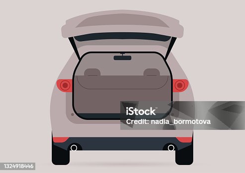 istock A wide open trunk of an empty SUV car, no people template 1324918446