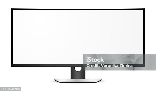 istock Wide television mock up with blank screen 1001428248