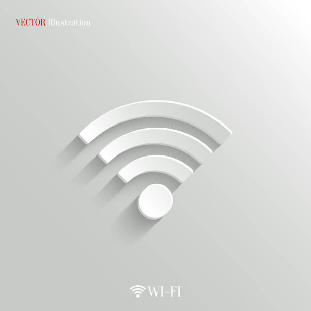 wi-fi icon-vektor-weiße app-taste - drahtlose technologie stock-grafiken, -clipart, -cartoons und -symbole