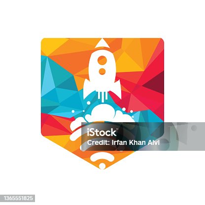 istock Wifi Rocket vector logo design. 1365551825