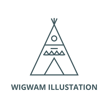 Wigwam illustation vector line icon, linear concept, outline sign, symbol
