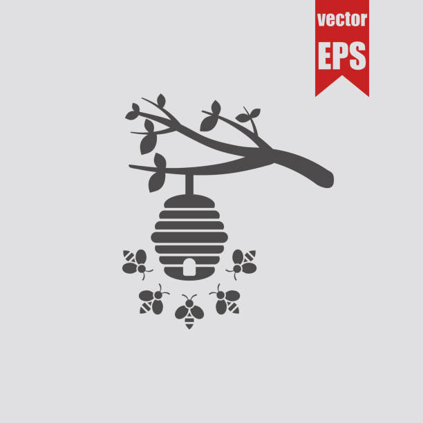 Wild bee hive icon.Vector illustration.  beehive stock illustrations