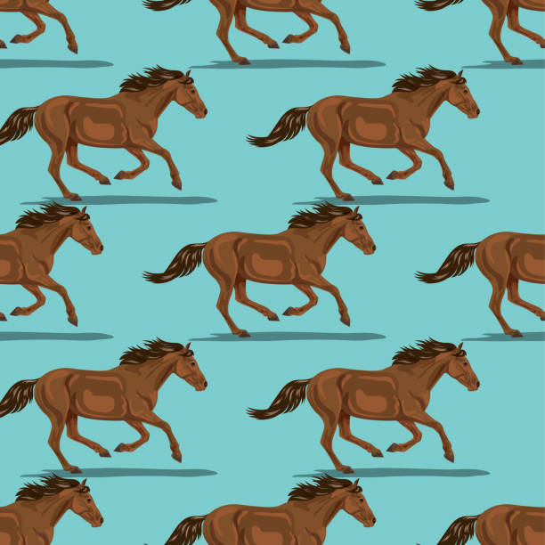 Wild Horses Seamless Pattern Repeating horses backgrounds horse backgrounds stock illustrations