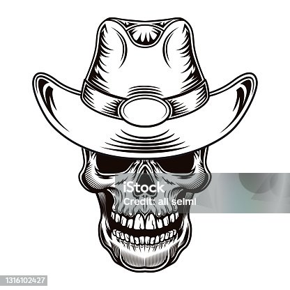 istock wild west skull tattoo 1316102427