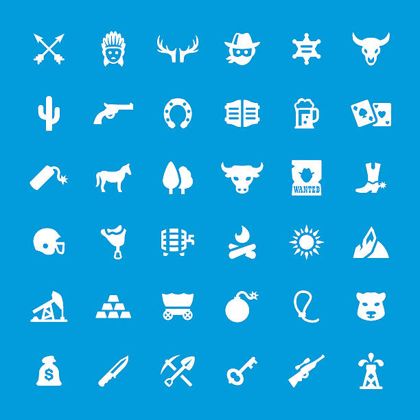 Wild West vector icons set Wild West vector icons - set #27 texas shooting stock illustrations