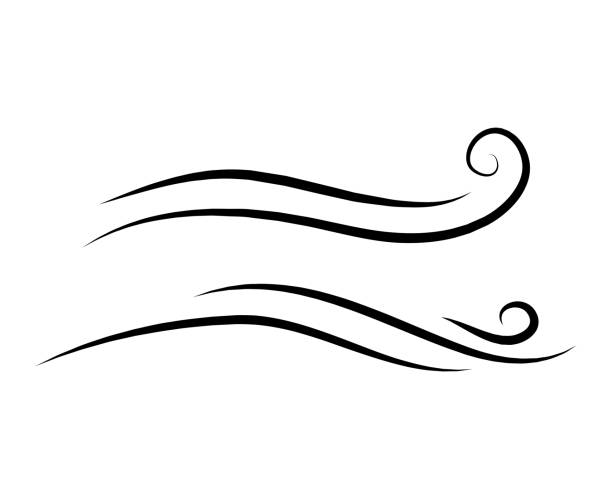 wind doodle schlag, windstoß design isoliert auf weißem hintergrund - wind stock-grafiken, -clipart, -cartoons und -symbole