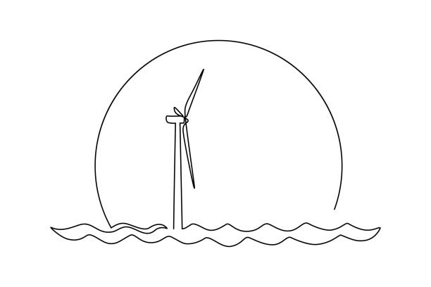 bildbanksillustrationer, clip art samt tecknat material och ikoner med vindkraft - wind turbine sunset