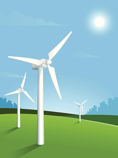 Wind power vector art illustration