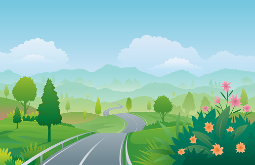 Winding Road Mountain Background
