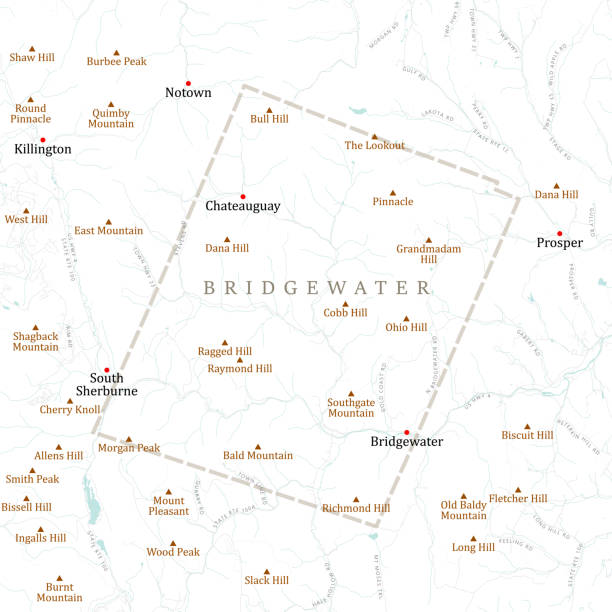 vt windsor bridgewater vector road map - killington stock illustrations