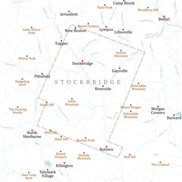 vt windsor stockbridge vector mapa drogowa - killington stock illustrations