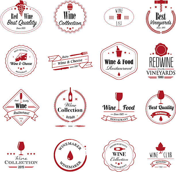 illustrations, cliparts, dessins animés et icônes de badges de vin - bordeaux