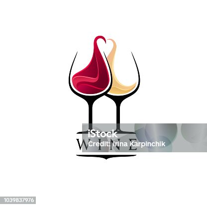 istock Wine bar design template. Red and white wine glasses 1039837976