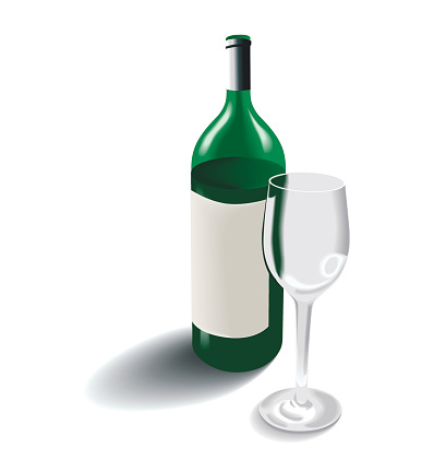 Wine bottle and glas