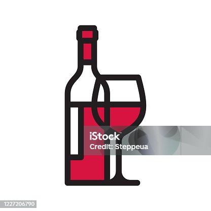 istock Wine bottle and wineglass line icon 1227206790