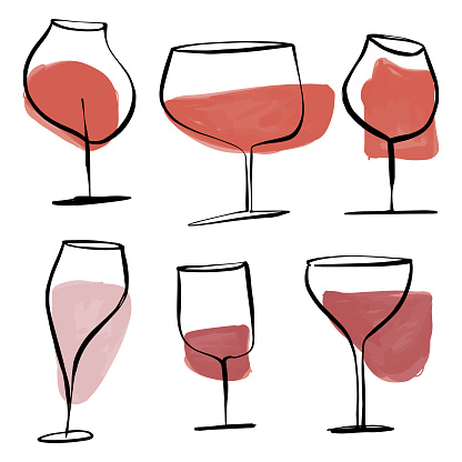 Wine glasses drawings