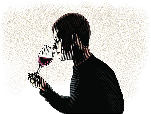 ilustrações de stock, clip art, desenhos animados e ícones de degustação de vinho - sniffing glass