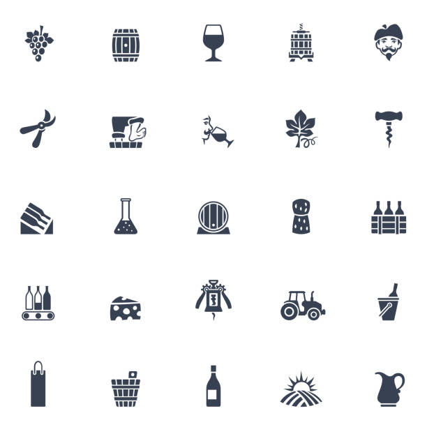 ilustrações de stock, clip art, desenhos animados e ícones de winery icons - sniffing glass