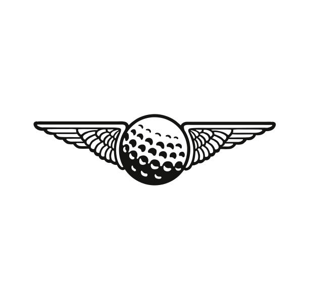 ilustrações de stock, clip art, desenhos animados e ícones de wings and a golf ball - golf