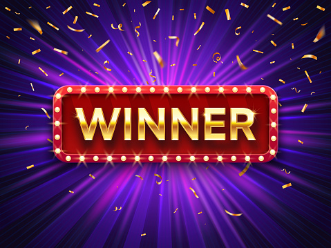 winner congratulations banner win frame background vector sign confetti congratulating golden gold
