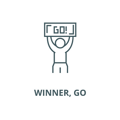 Winner, go vector line icon, outline concept, linear sign vector