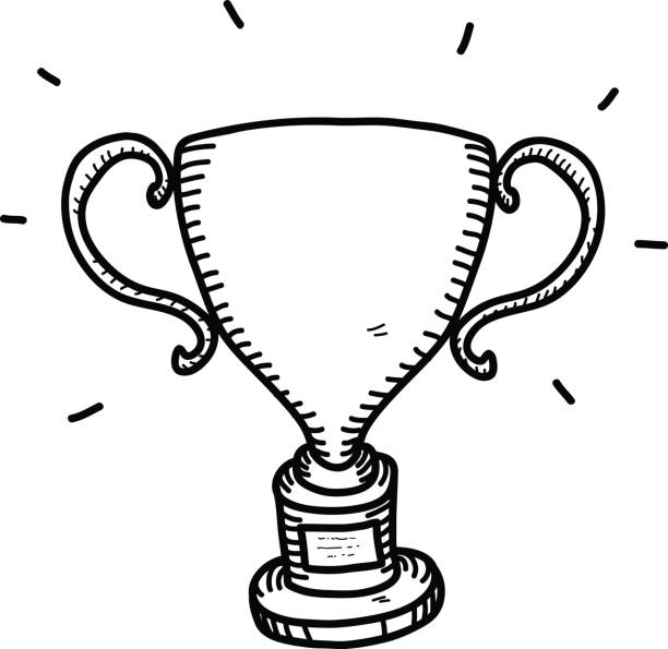 Winner Trophy Doodle A hand drawing vector doodle illustration of a gold trophy doodle. award drawings stock illustrations