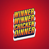 istock Winner Winner Chicken Dinner, text pop art gaming poster. Vector illustration 1305695273