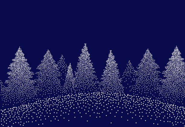 Winter background landscape with fir trees and pines in snow Winter background landscape with fir trees and pines in snow. Coniferous forest, night, sky, stars. Christmas Decoration. Vector illustration forest patterns stock illustrations